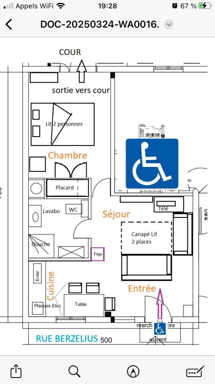 Guesthouse Familial Pour 2,3,4 Personnes De 44M2- Accessible Handic -Rez De Chaussee-Vues Sur Rue Et Patio Prive - Sejour, Chambre Separee-Cuisine,Salle De Bain,Lit Double Et Canape-Lit 2Pers-Entree De La Rue Berzelius-5 Minutes Du Metro Brochant-Lig Párizs Kültér fotó